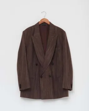 Double Breasted Blazer - Washed Brown Houndstooth