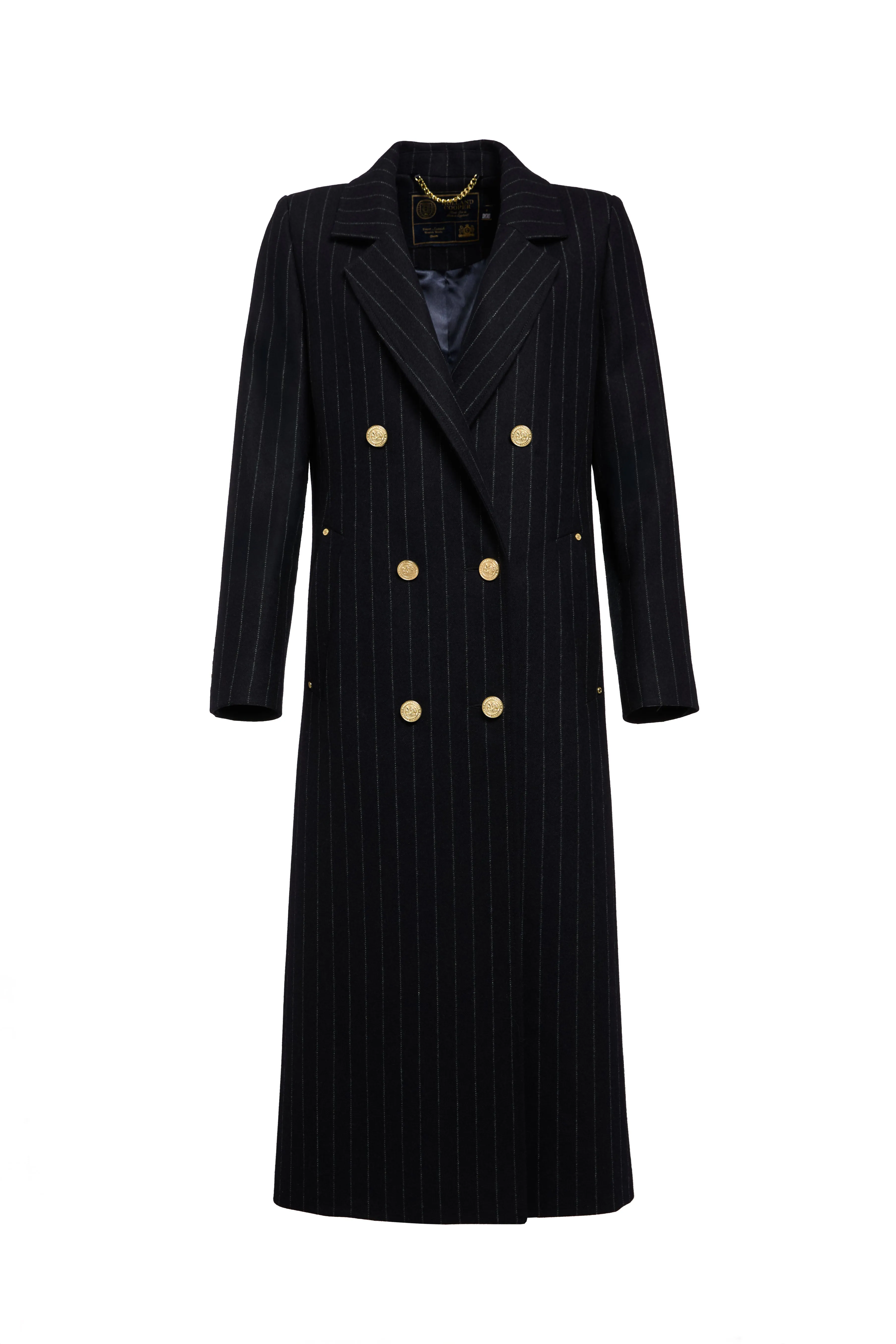 Double Breasted Coat (Dark Navy Pinstripe)