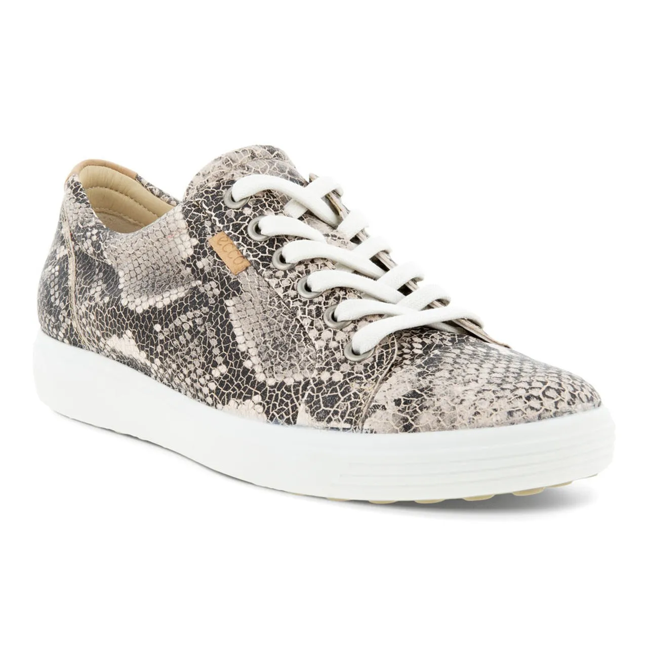 ECCO WOMENS SOFT 7 SNEAKERS - Limestone Snake