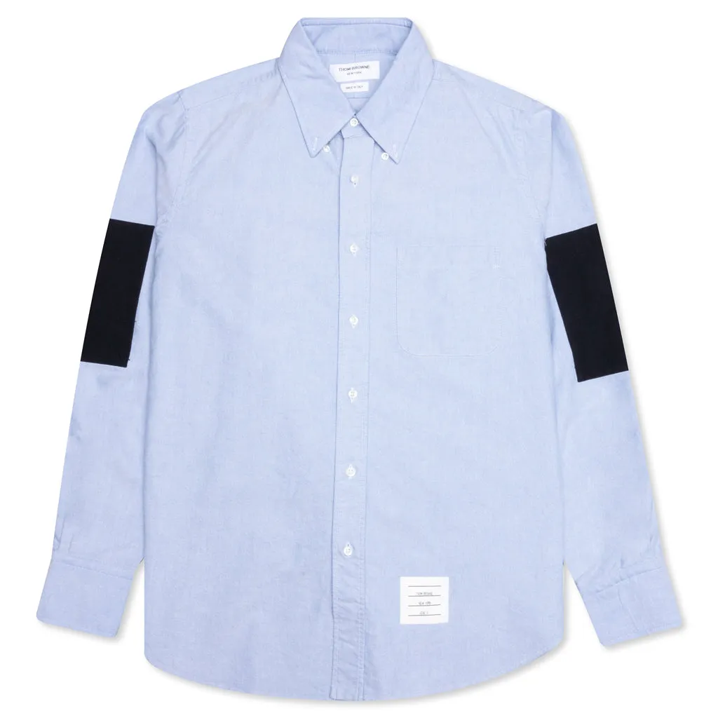 Elbow Patch Straight Fit Button Down L/S Shirt - Light Blue