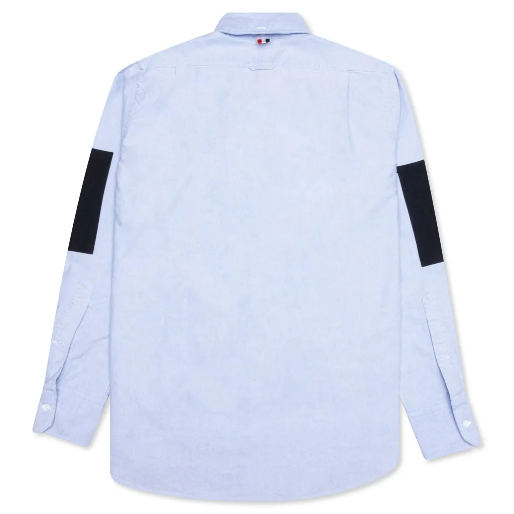 Elbow Patch Straight Fit Button Down L/S Shirt - Light Blue