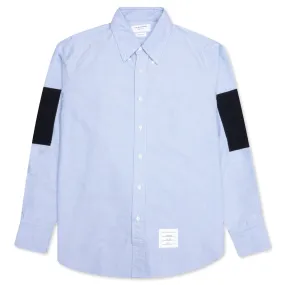 Elbow Patch Straight Fit Button Down L/S Shirt - Light Blue