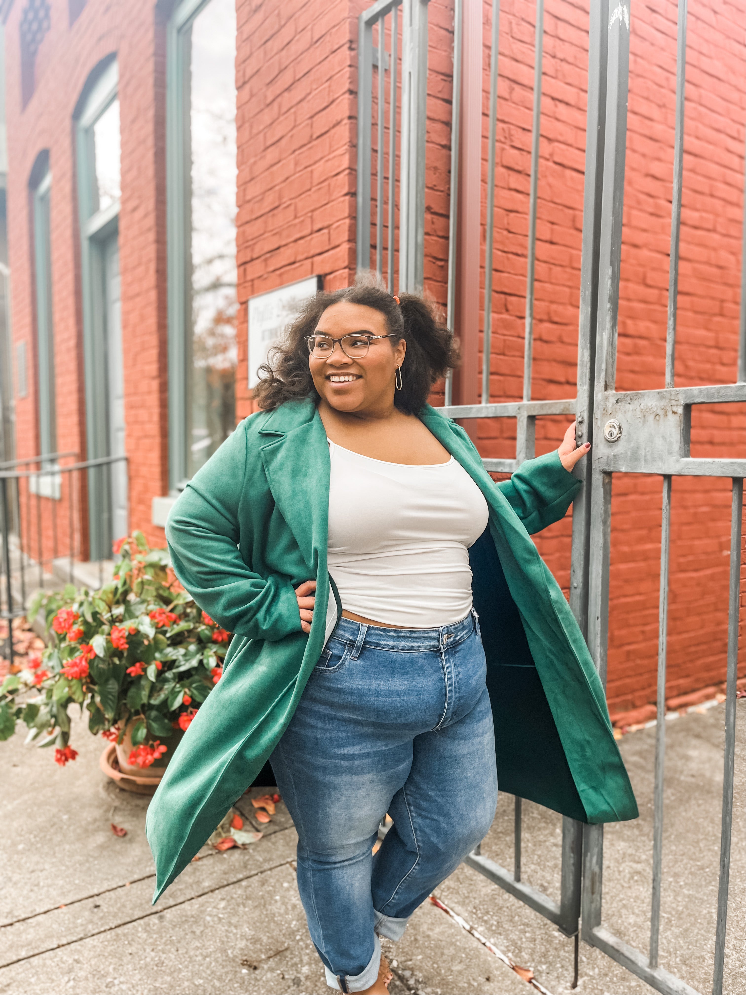 Emerald City Faux Suede Long Blazer PLUS