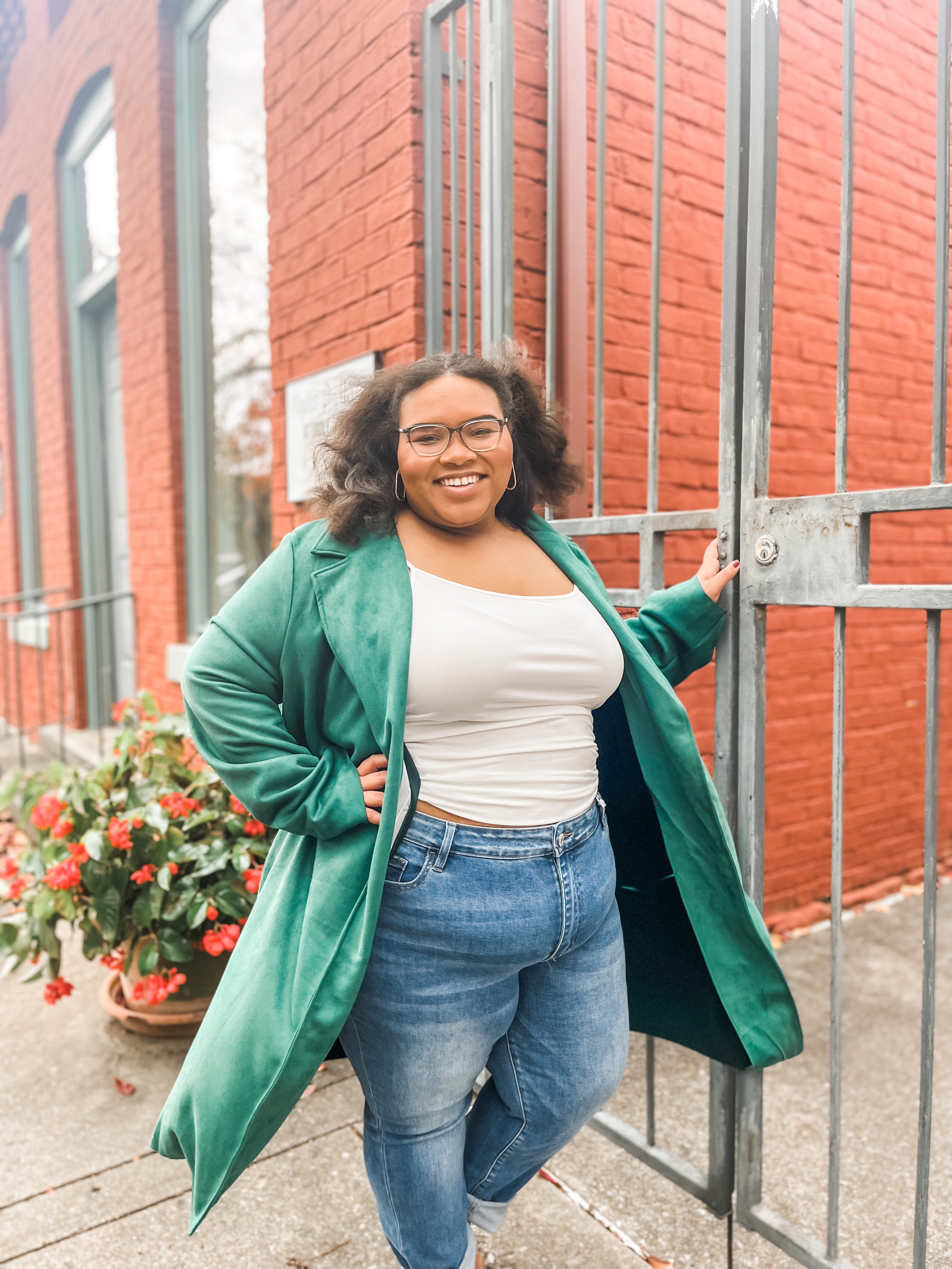 Emerald City Faux Suede Long Blazer PLUS