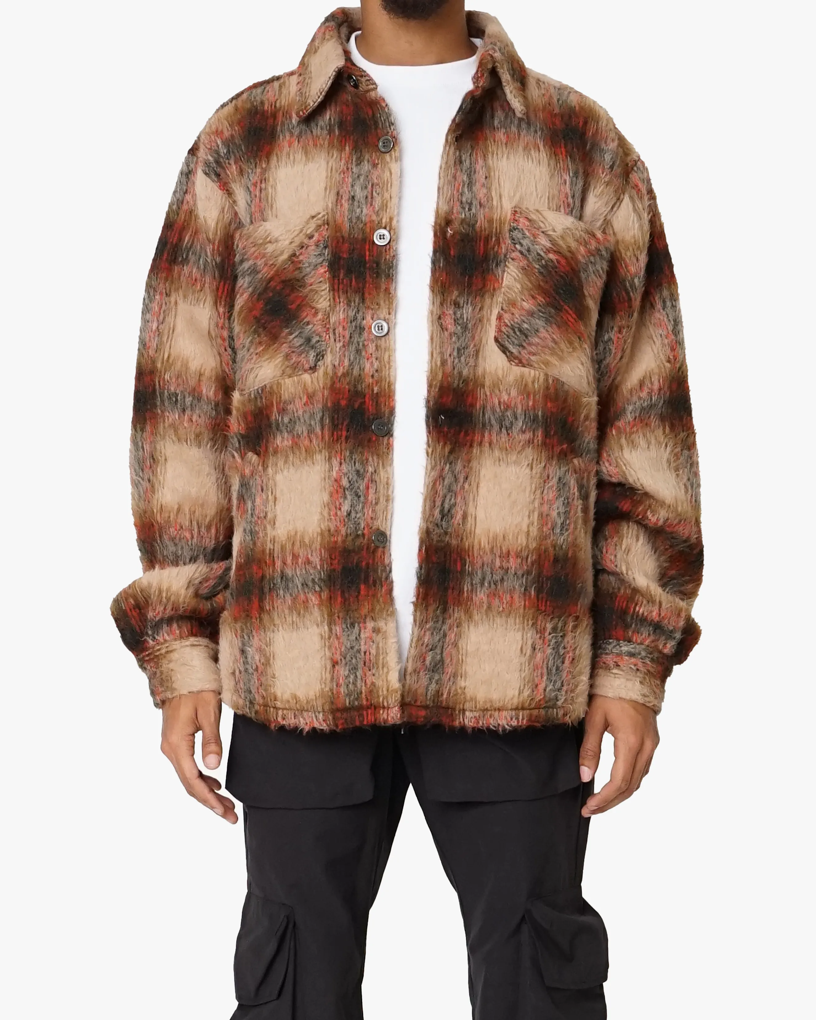 EPTM BIG N TALL SIDE SLIT FLANNEL-COFFEE