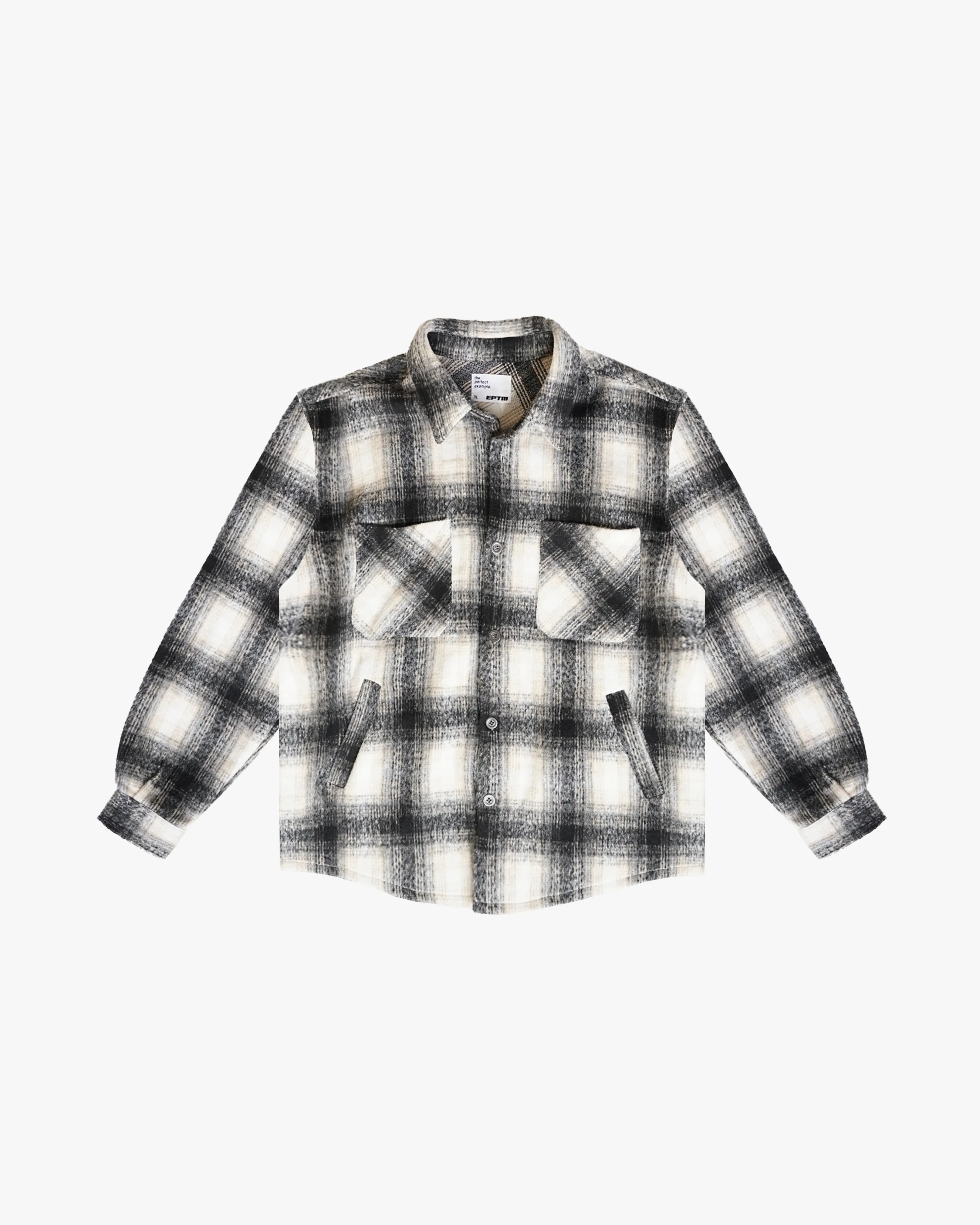 EPTM BIG N TALL SLIT FLANNEL SHIRT-BLACK/WHITE