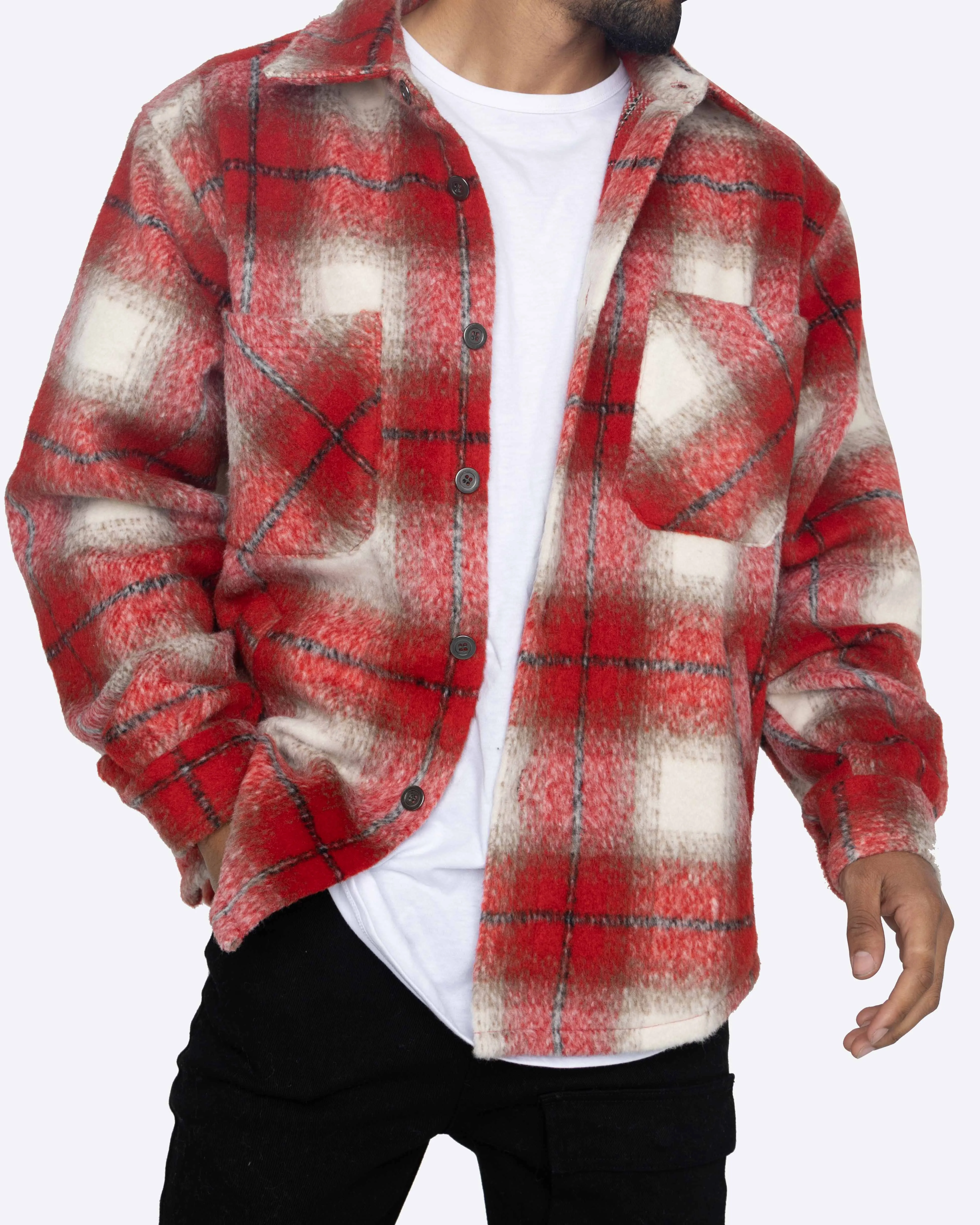 EPTM BIG N TALL SLIT FLANNEL SHIRT-RED