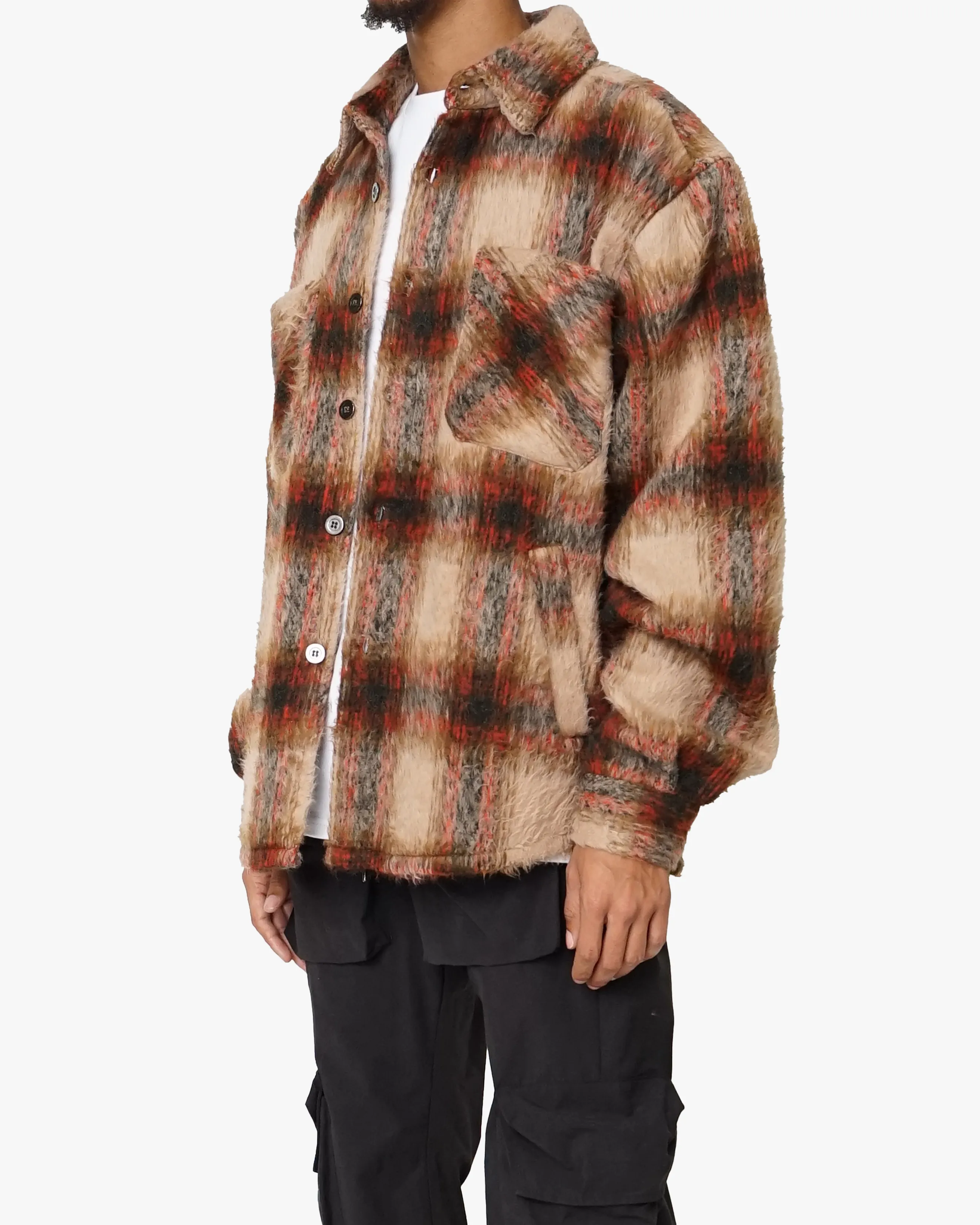 EPTM SIDE SLIT FLANNEL-COFFEE