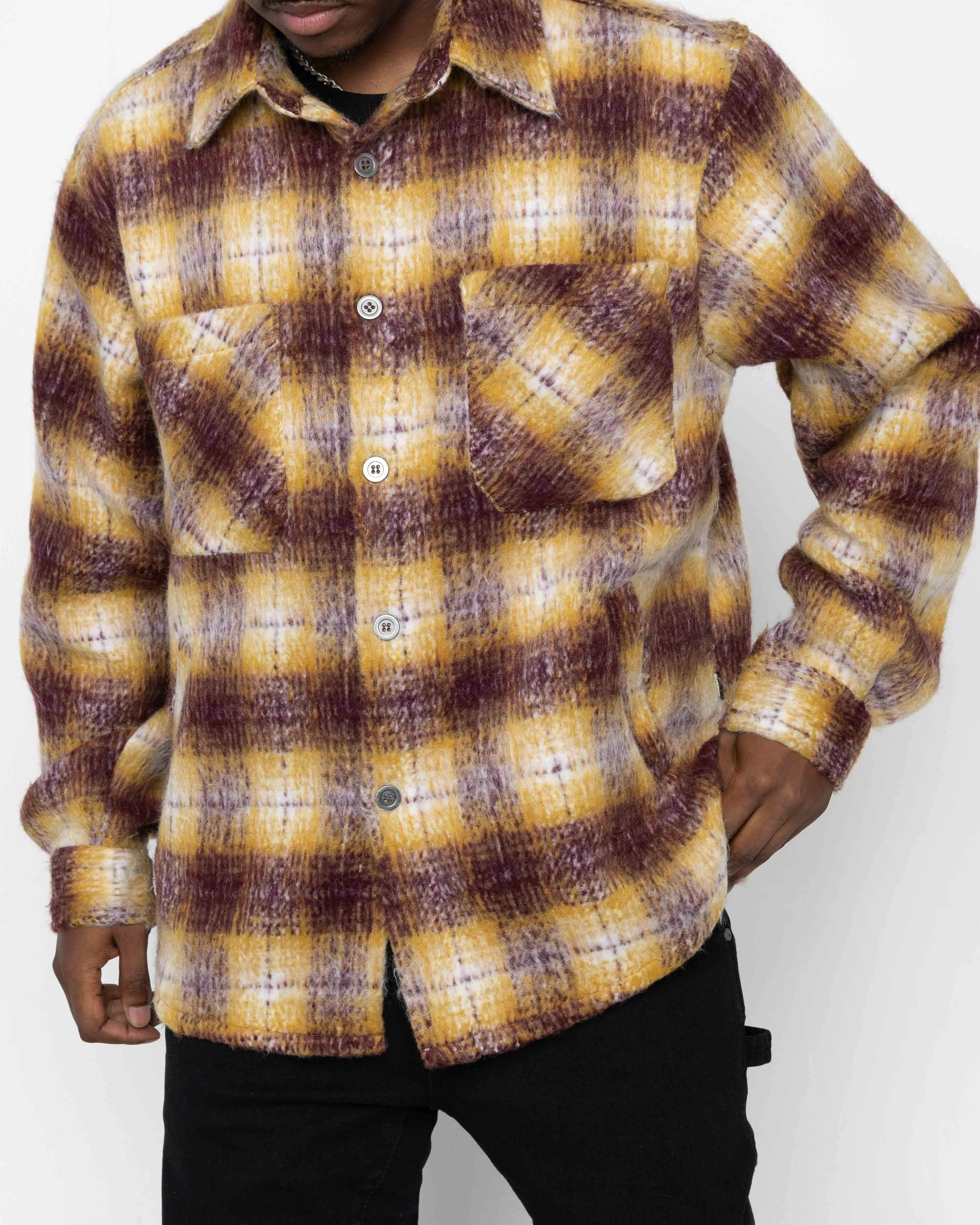 EPTM SIDE SLIT FLANNEL-MUSTARD