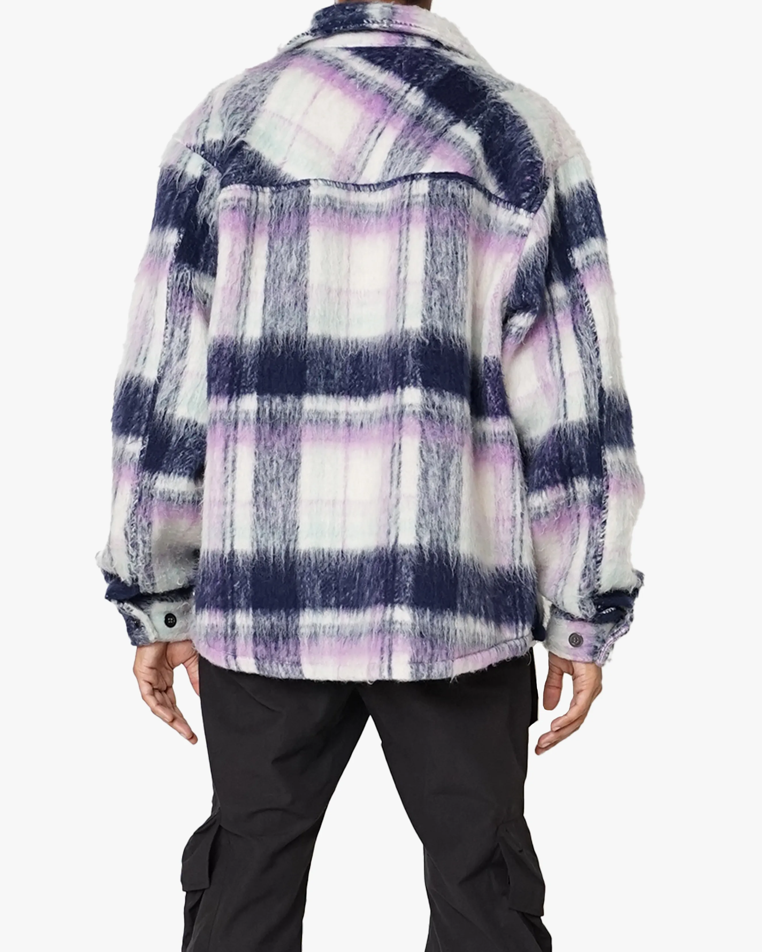 EPTM SIDE SLIT FLANNEL-PURPLE/WHITE