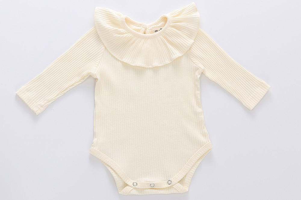 Florence long sleeves bodysuit - 100% cotton: 0-3M, 3-6M, 6-12M, 1-2Y : white