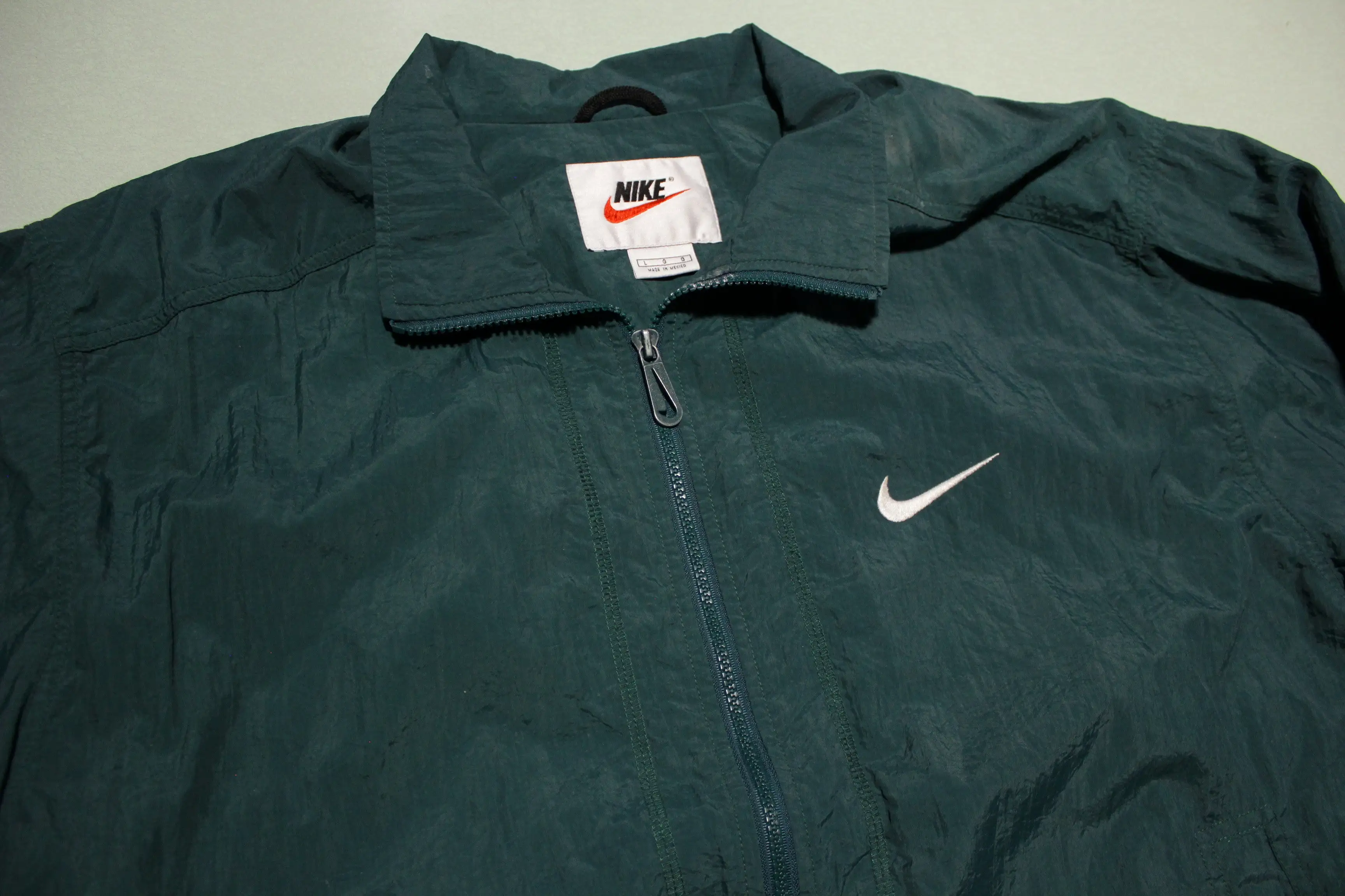 Forest Green Nike Vintage 90's White Tag Track Canopy Windbreaker Jacket