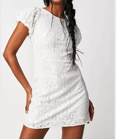 Free People Lace Hailee Mini Dress In Ivory