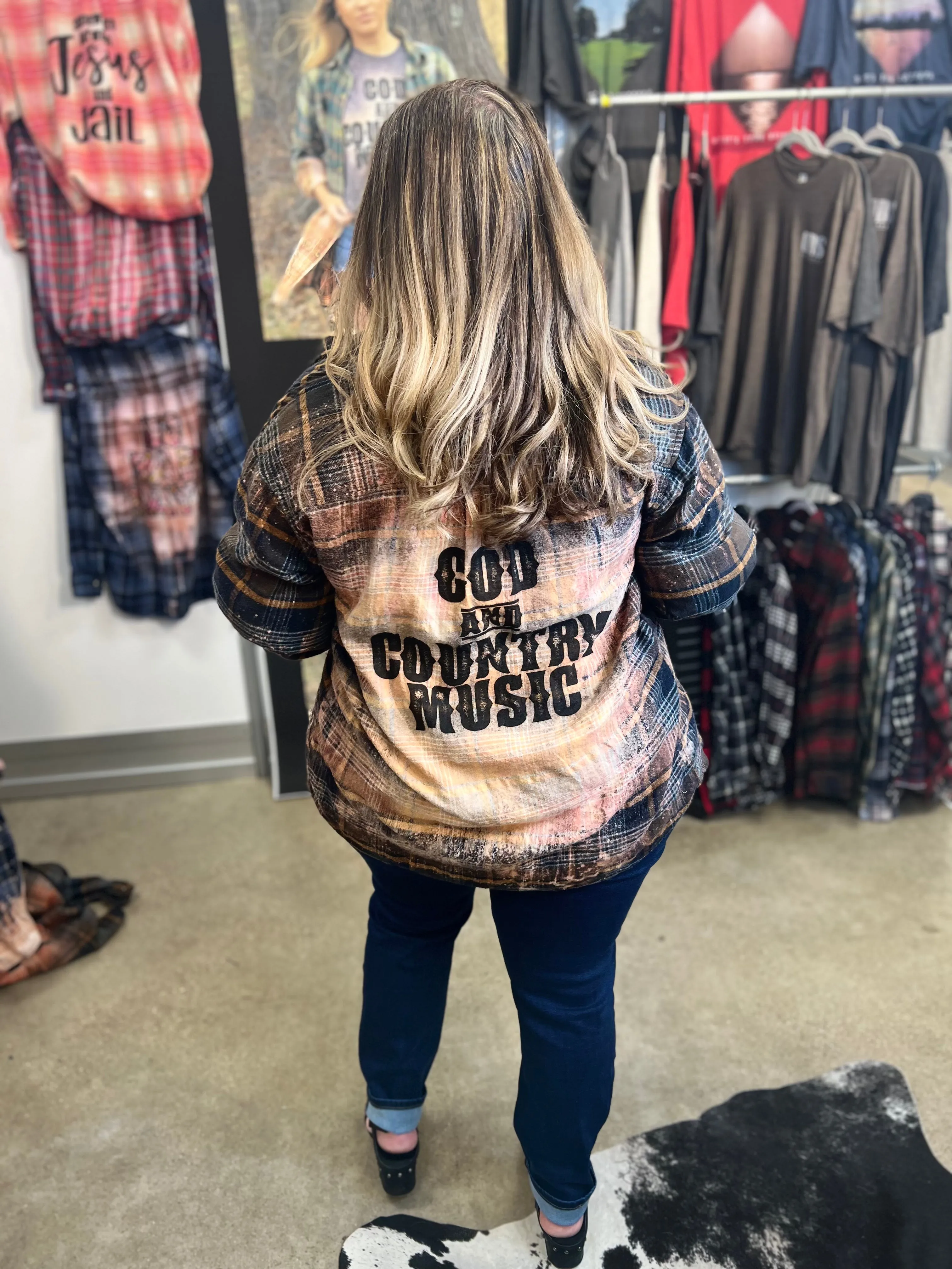 God & Country Music Bleached Flannel