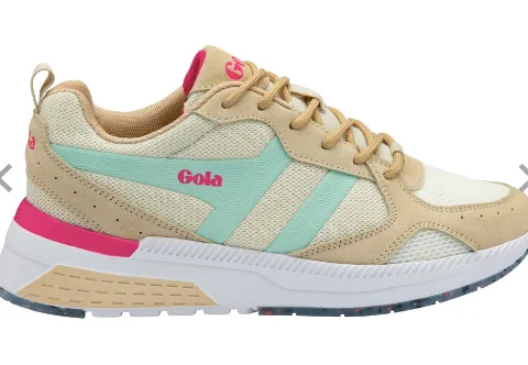 Gola Performance Women's Navis Sneakers in Off White/Oat/Powder Blue/Hot Pink