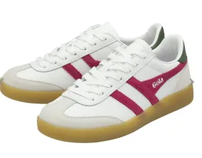 Gola Viper Leather Sneakers White/Fuchsia/Evergreen/Gum