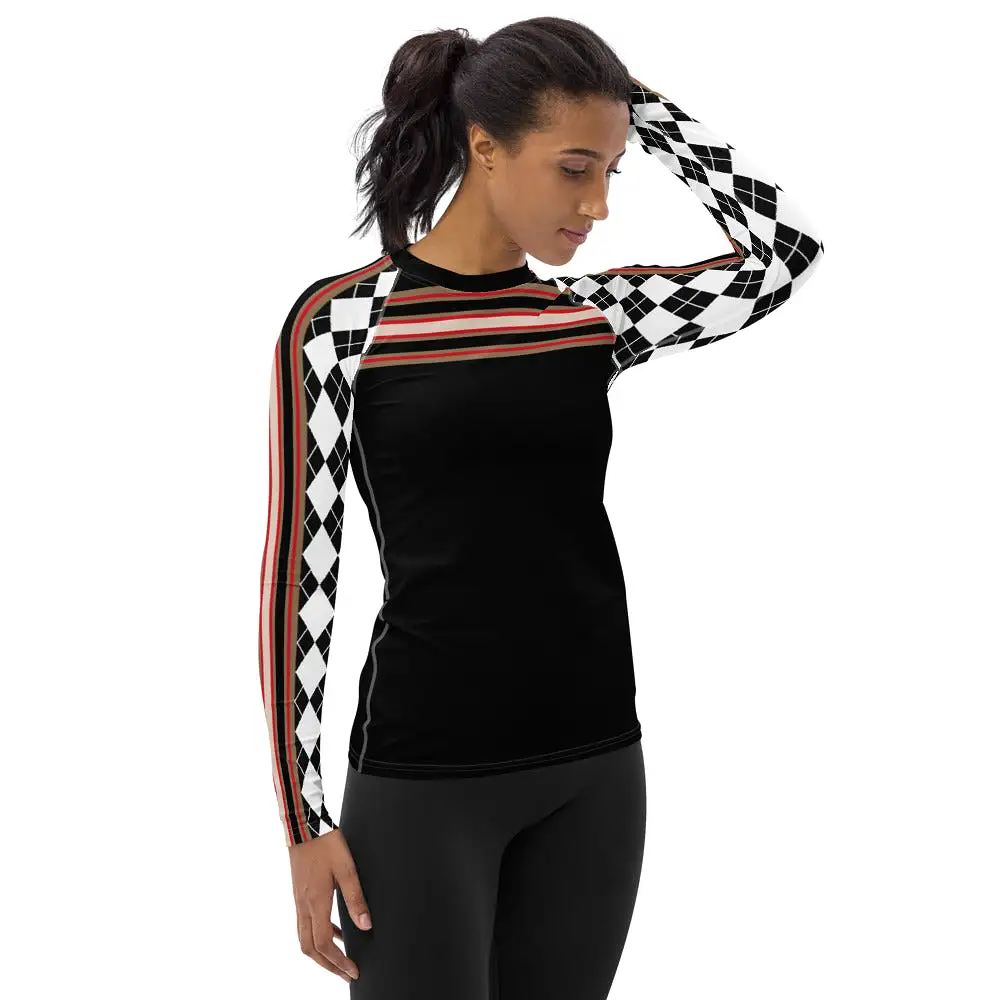 Gold Line Black Fashion Rashguard Top