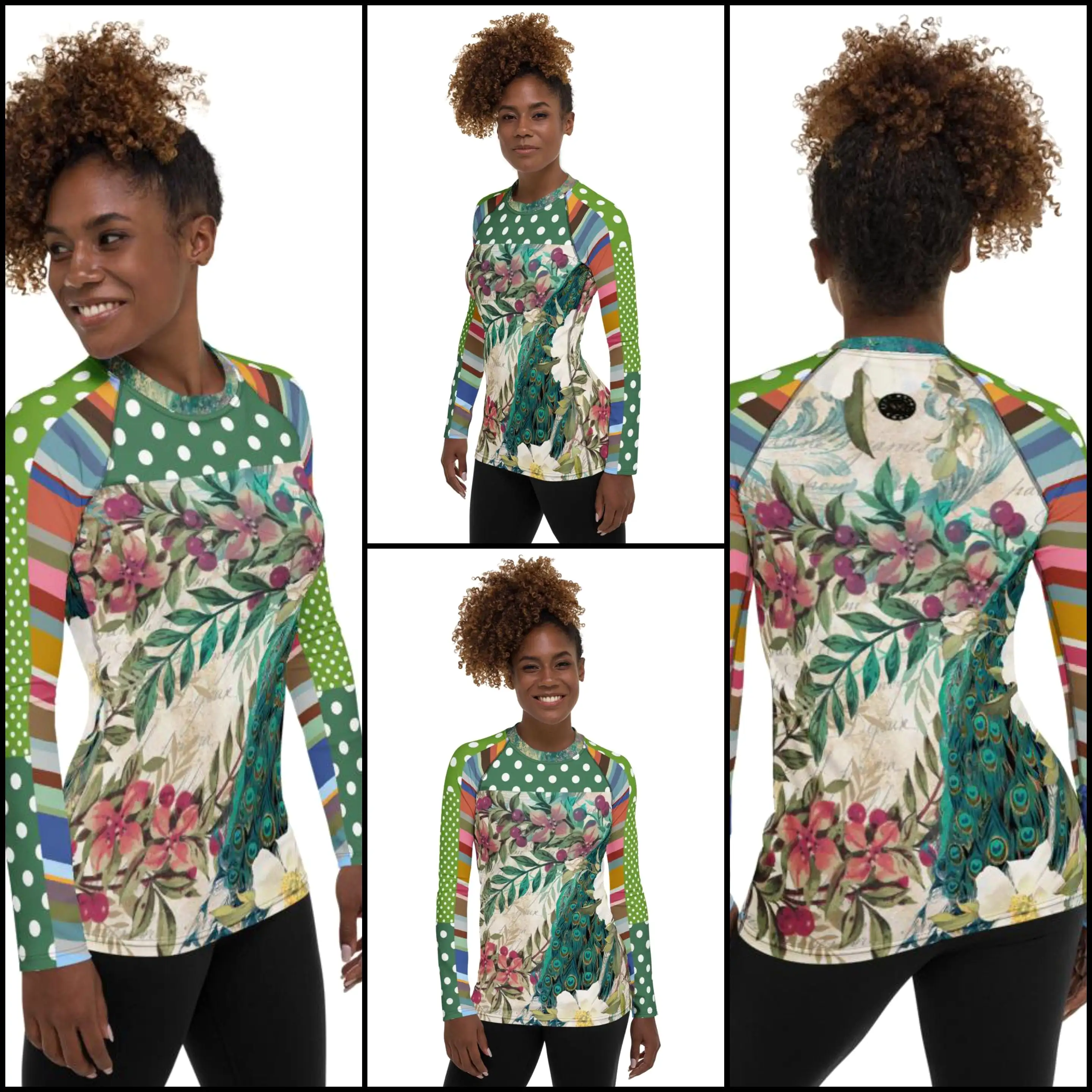 Green Peacock Fashion Rashguard Top