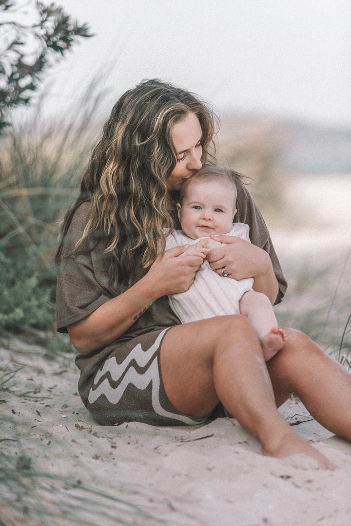 Grown - Wide Rib Tee Bodysuit - Coconut