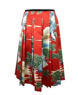 Gucci Oriental Eagle Pleated Silk Skirt Size M