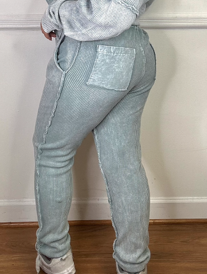 High Waisted Solid Thermal Knit Jogger