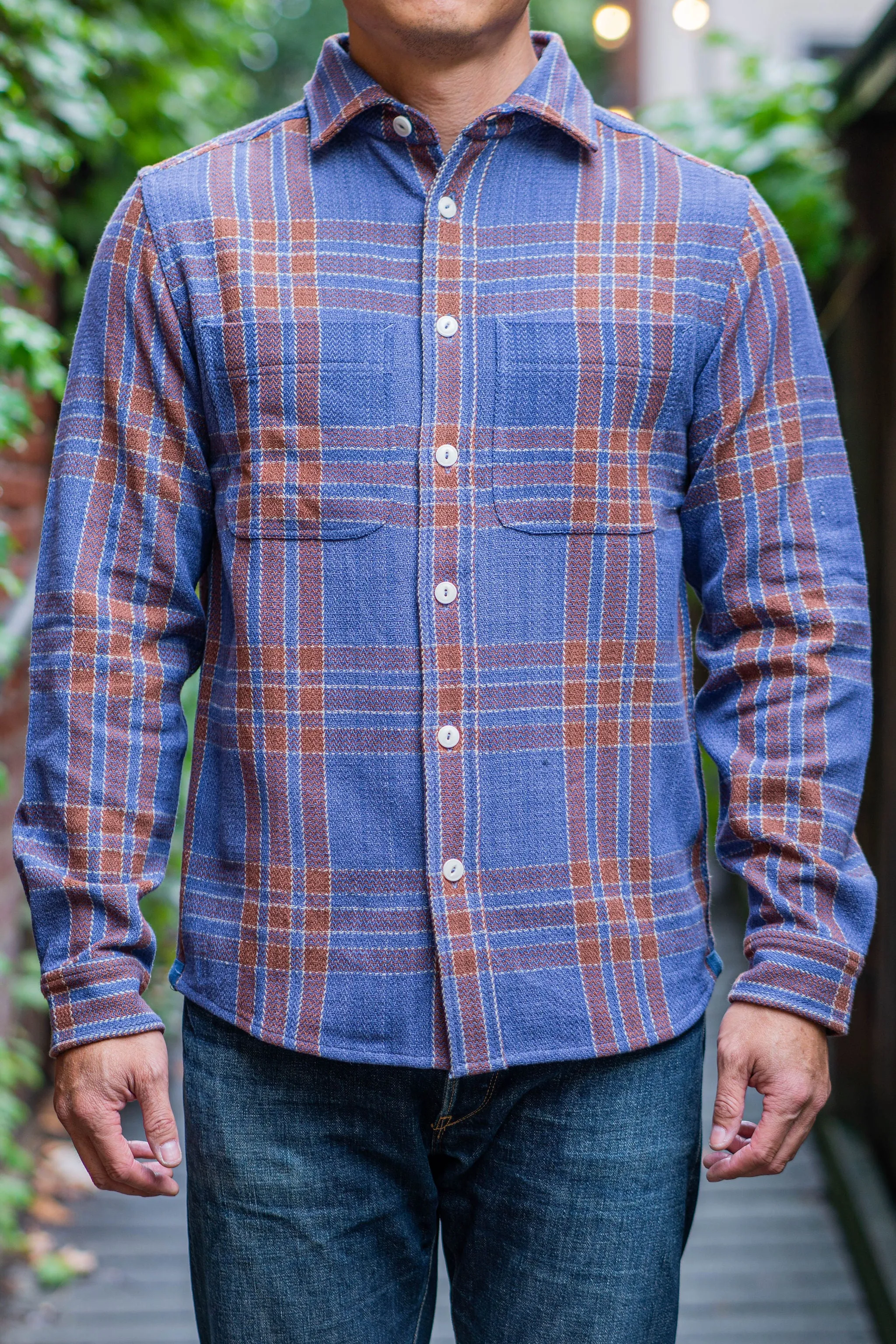 Indi + Ash LS Ames Workshirt - Indigo Big Plaid