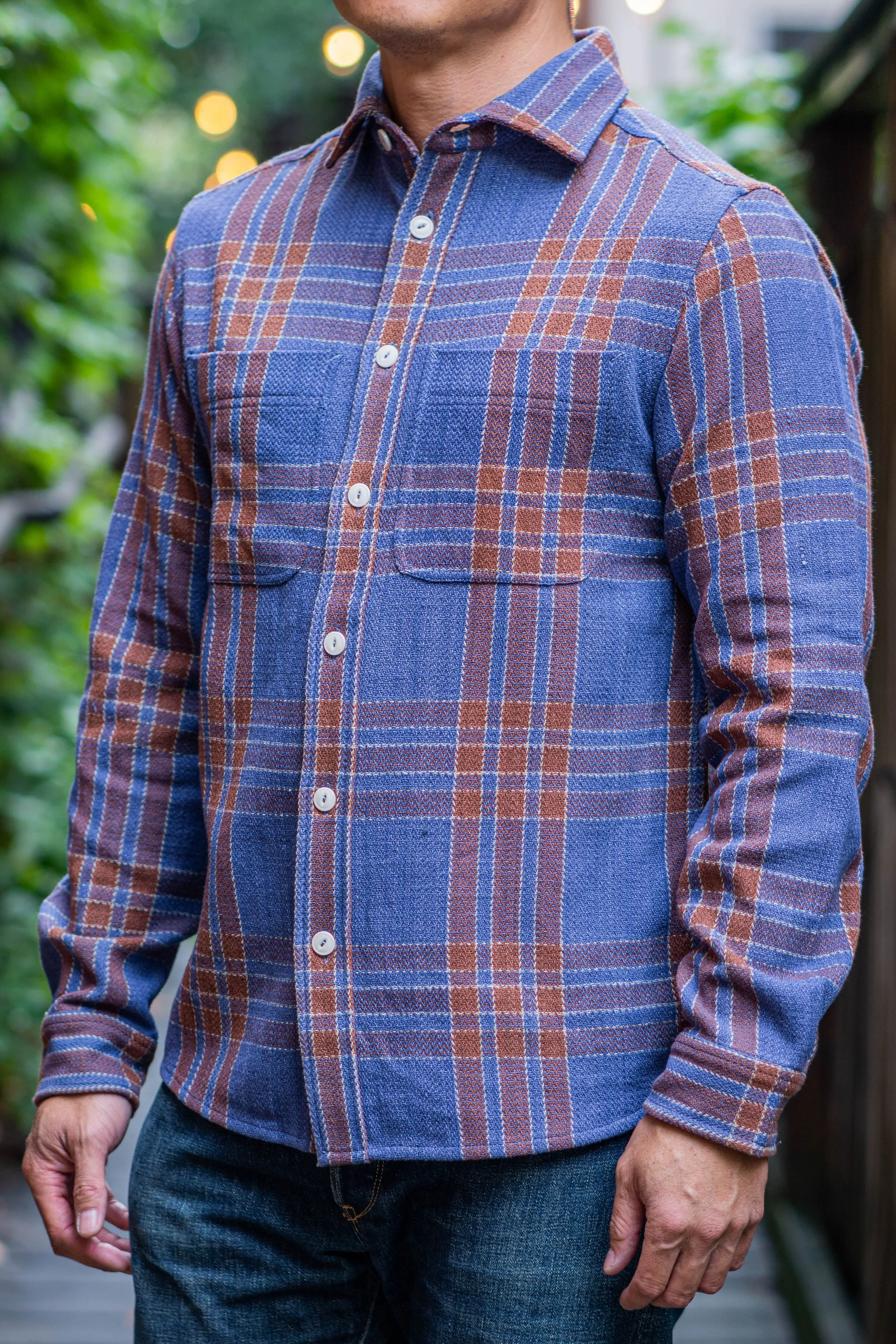 Indi + Ash LS Ames Workshirt - Indigo Big Plaid