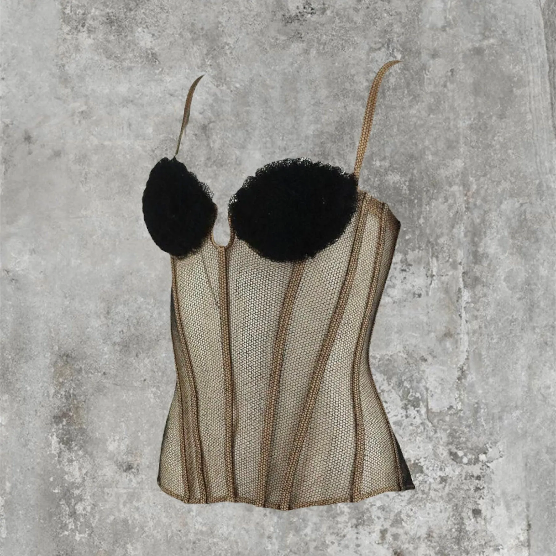 JEAN PAUL GAULTIER X LA PERLA RUFFLED MESH CORSET