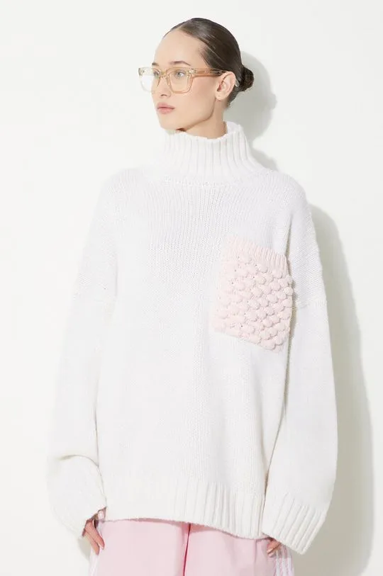 JW Anderson wool jumper Textured Patch Pocket Turtleneck Jumper women’s beige color KW1150.YN0144.001