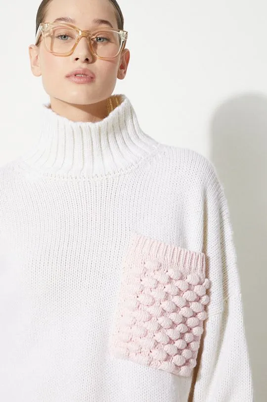 JW Anderson wool jumper Textured Patch Pocket Turtleneck Jumper women’s beige color KW1150.YN0144.001