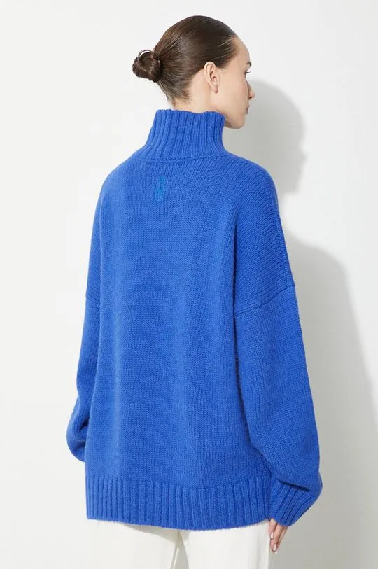 JW Anderson wool jumper Textured Patch Pocket Turtleneck Jumper women’s blue color KW1150.YN0144.823