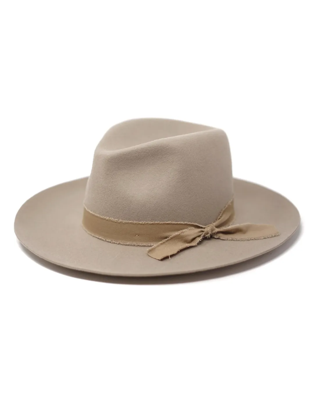 Kaia Wool Felt Panama Hat w/ Raw Band, Beige