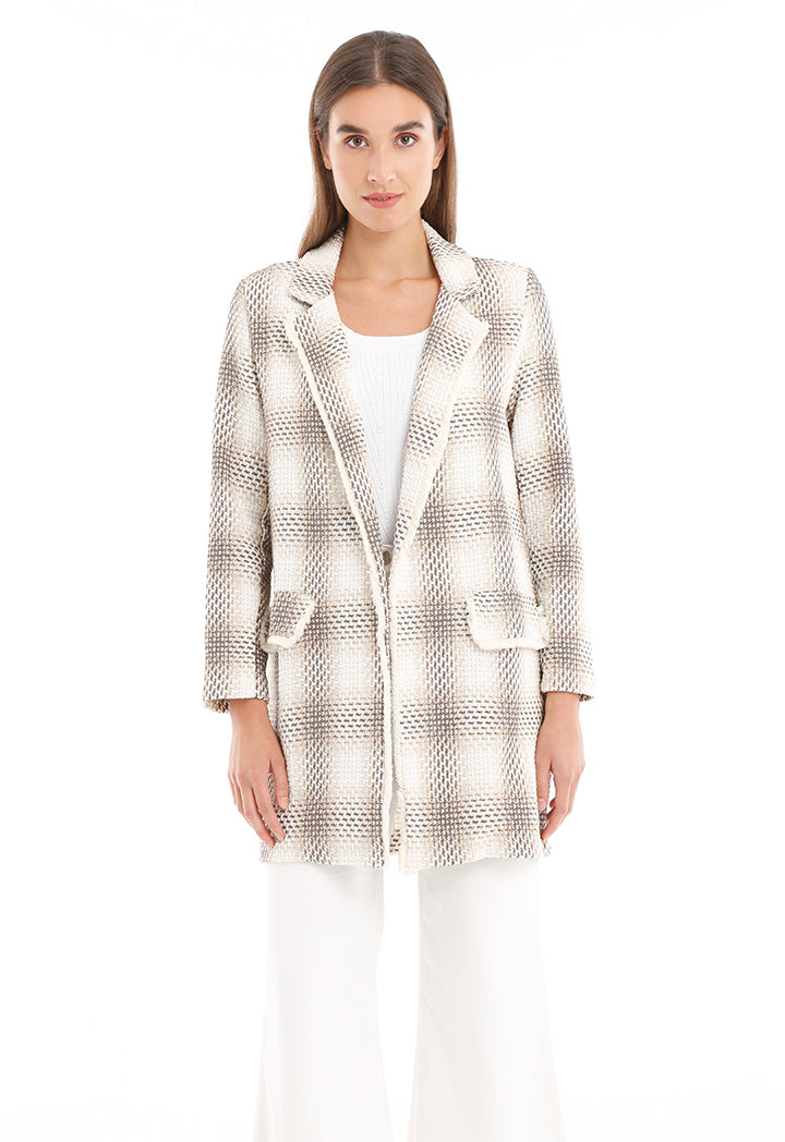 Knitted Feather Hemed Blazer