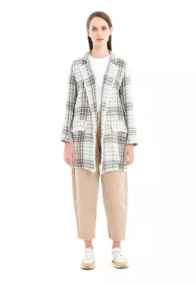 Knitted Feather Hemed Blazer