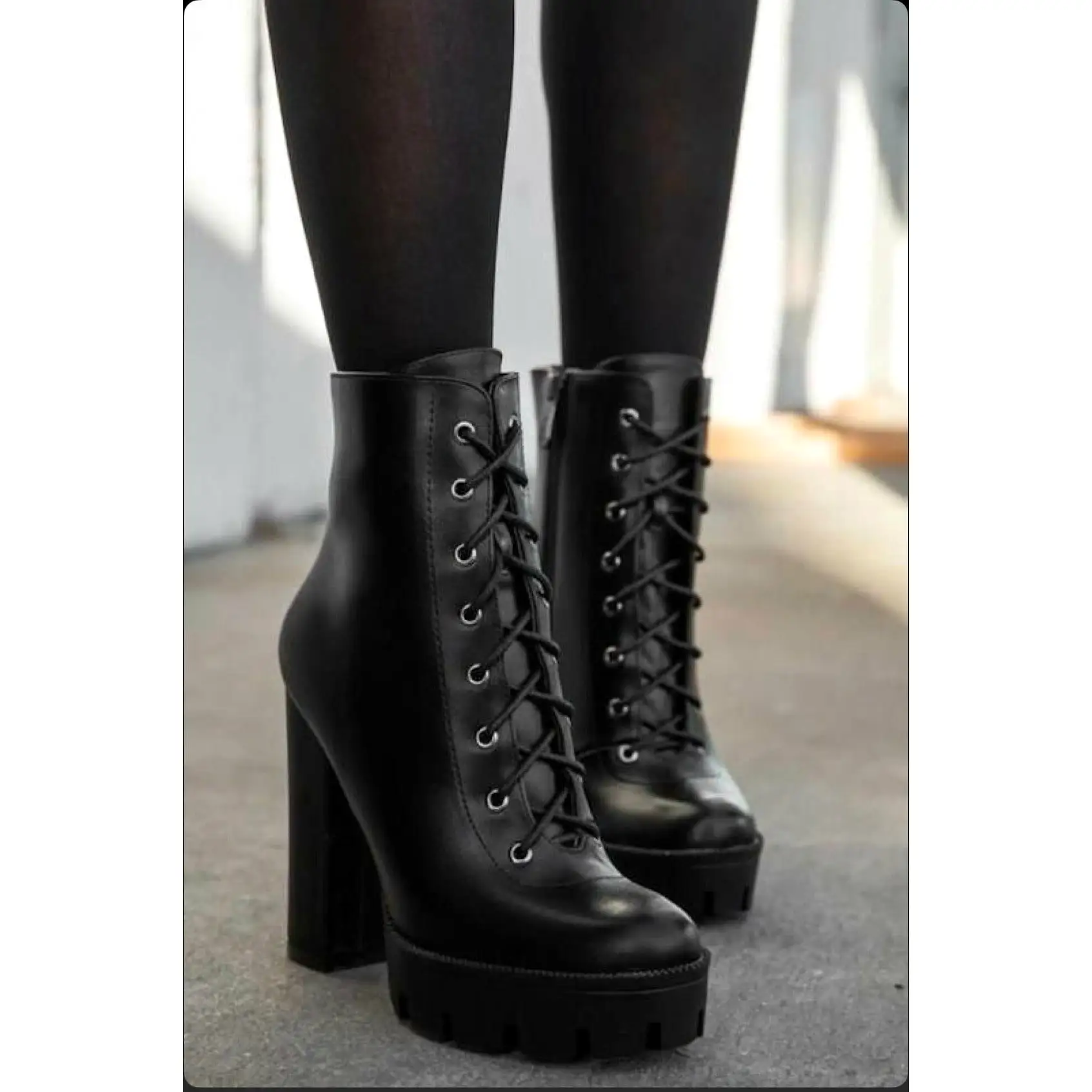 Lace-up Platform Ankle Boots