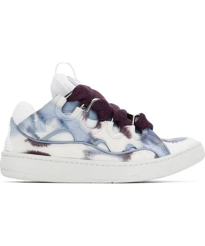 Lanvin White & Blue Curb Sneakers