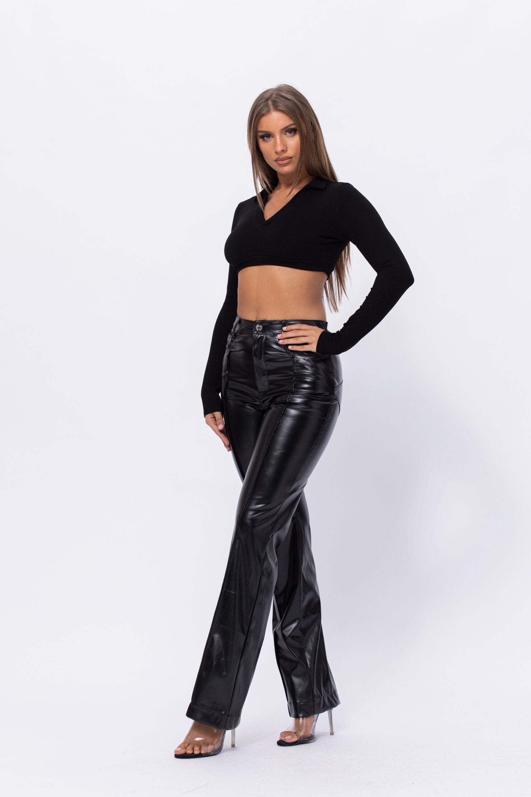 Leave Him On Read Faux Leather Pants - Black