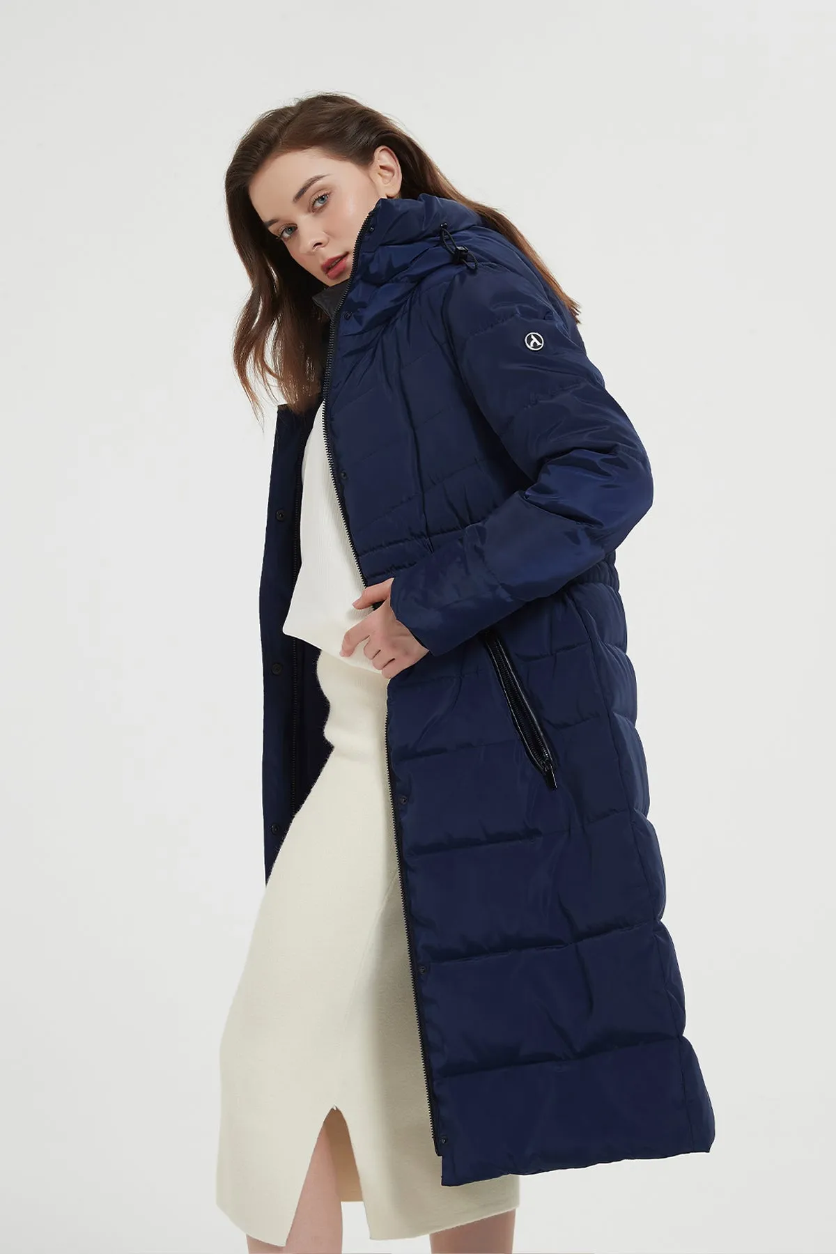 Long Puffer Coat with drop hood