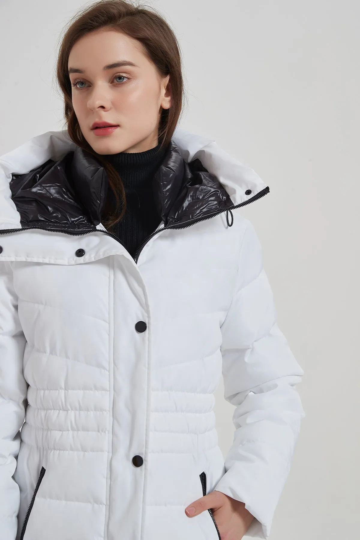 Long Puffer Coat with drop hood