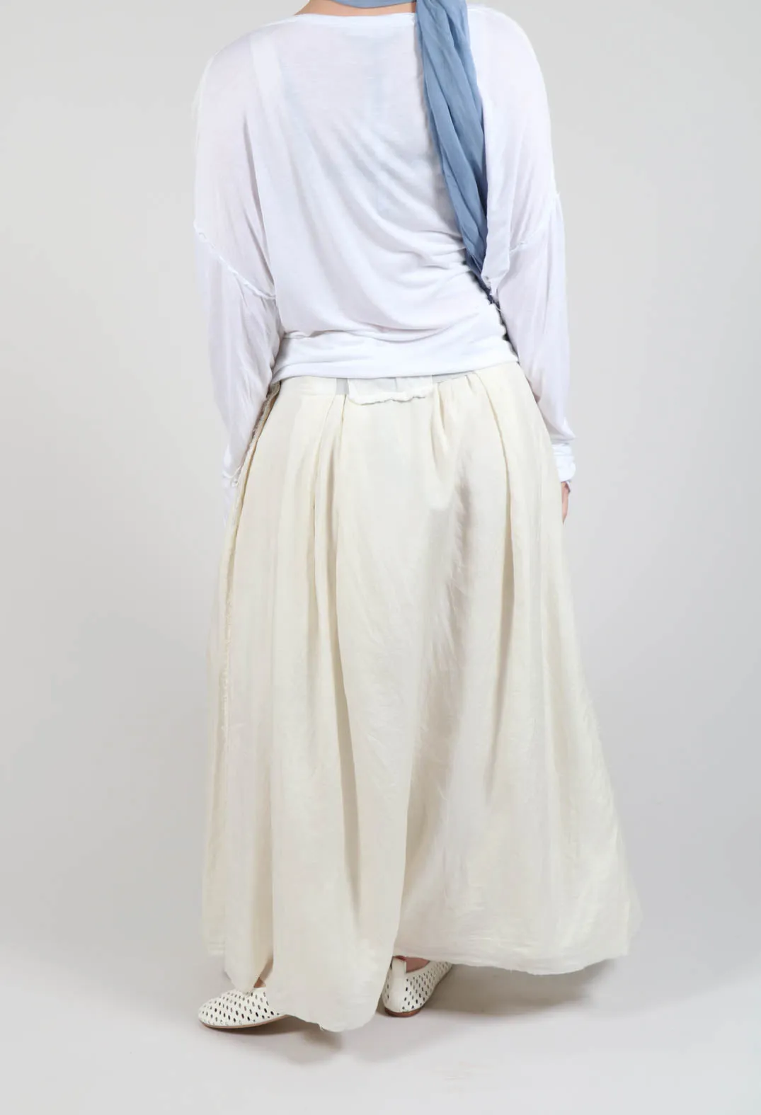 Long Washed Silk Skirt in Ivory