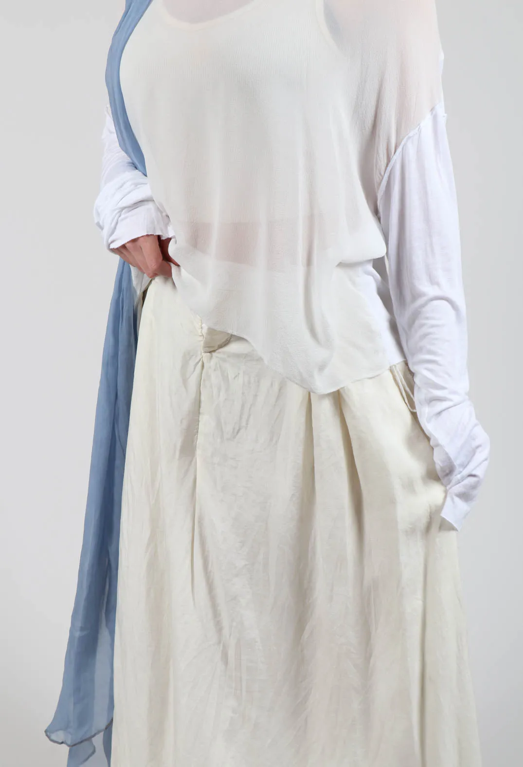 Long Washed Silk Skirt in Ivory