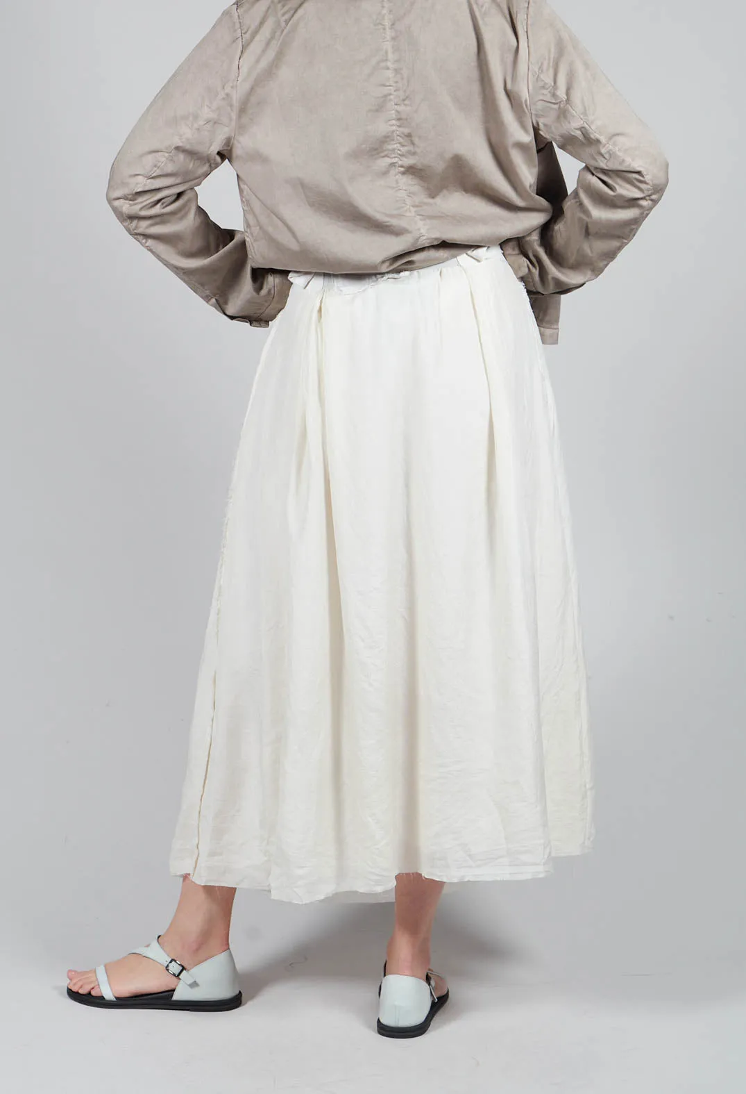 Long Washed Silk Skirt in Ivory