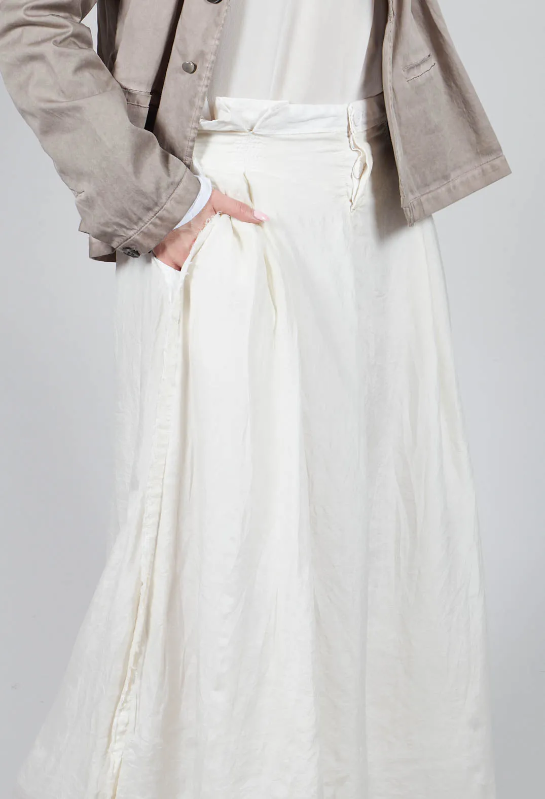 Long Washed Silk Skirt in Ivory