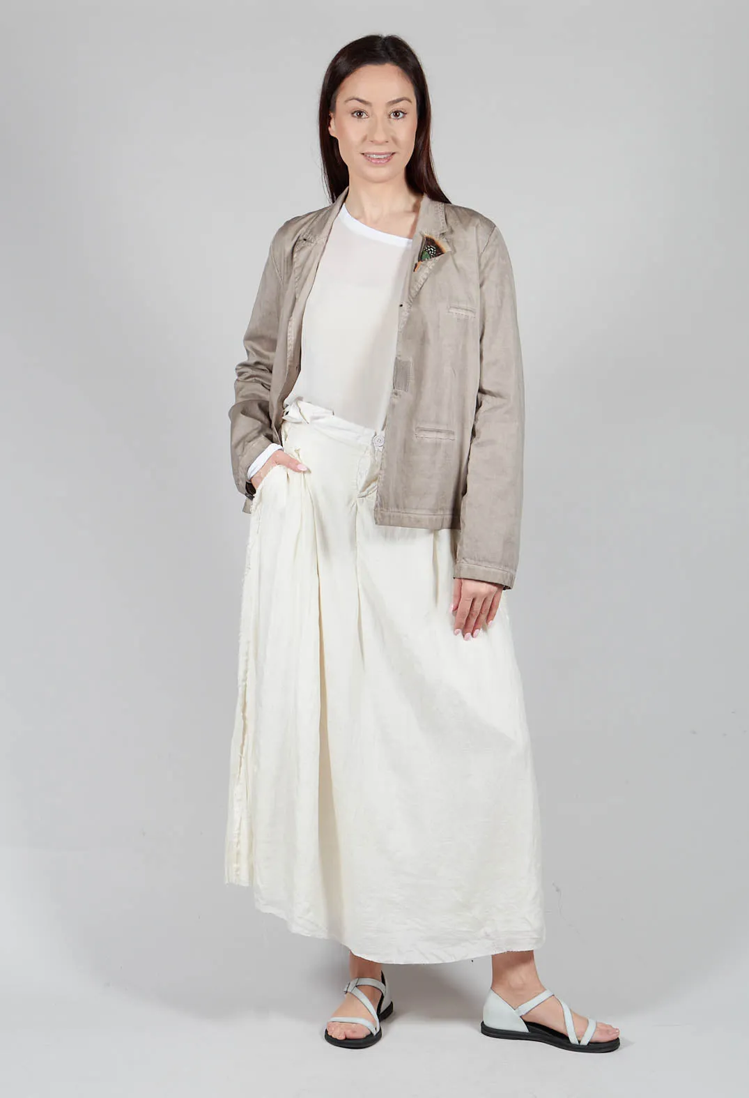 Long Washed Silk Skirt in Ivory