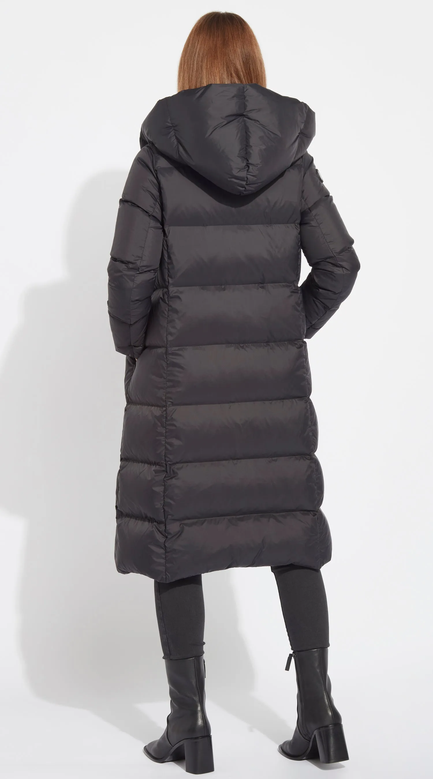 Luxy Long Hooded Down Coat - Black