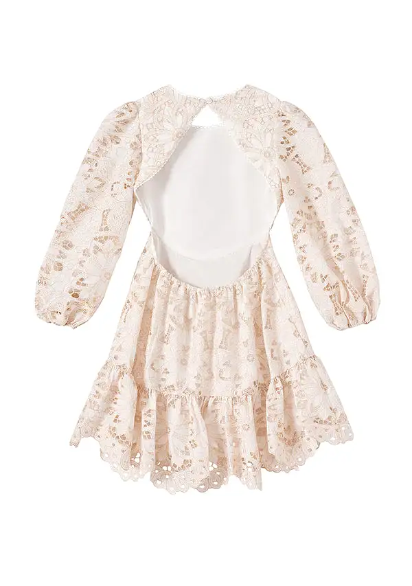 Marlo Kids Kiera Embroidered Dress - Ivory/Beige