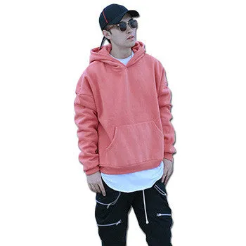 Men Solid Color Hoodies and Sweatshirts Pullovers Sportswear Men's Casual Slim Fit Fleece Hooded Coats SM6