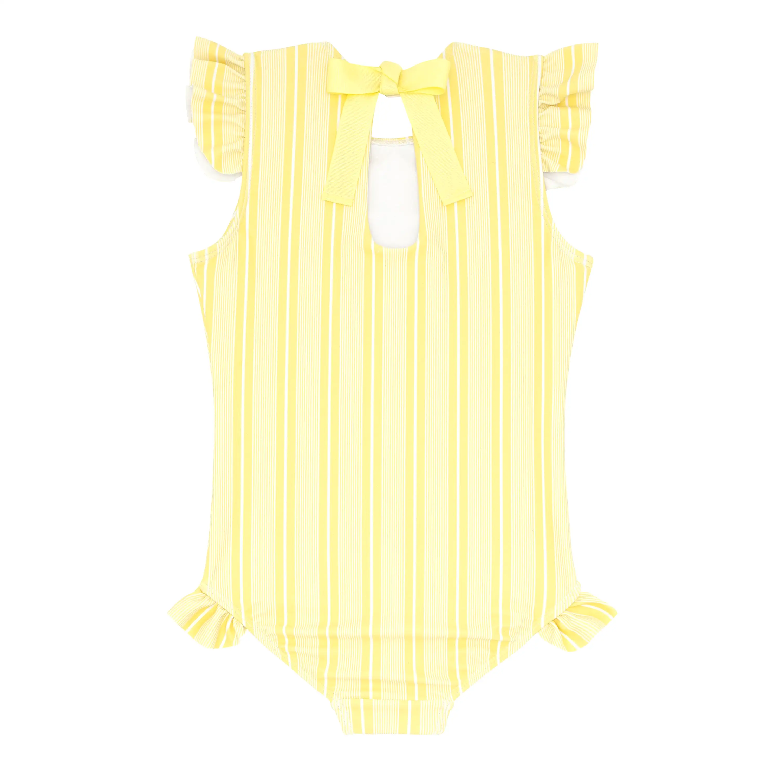 Minnow - Pineapple Stripe Ruffle Cap Sleeve Rashguard One Piece