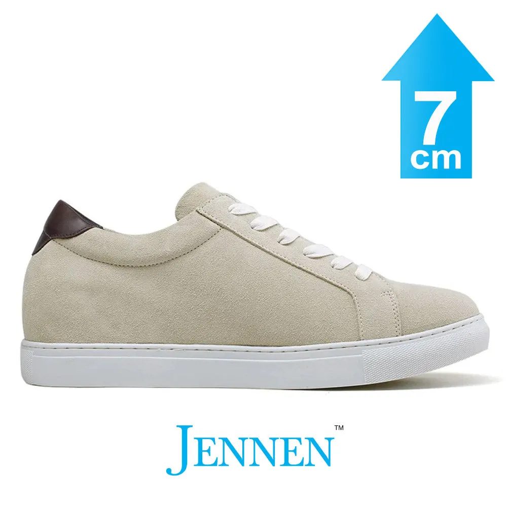 Mr. Banksy Beige 7cm | 2.8 inches Height Increasing Suede Sneakers for Men