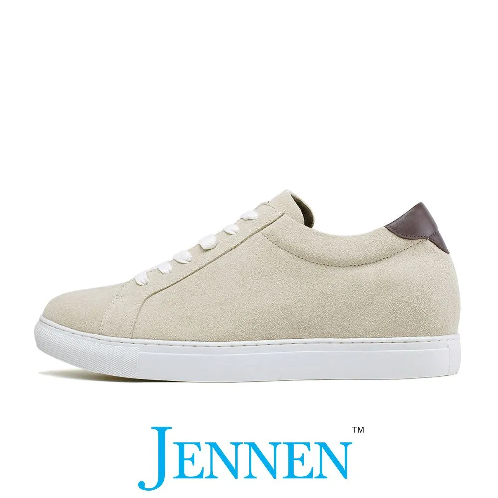 Mr. Banksy Beige 7cm | 2.8 inches Height Increasing Suede Sneakers for Men